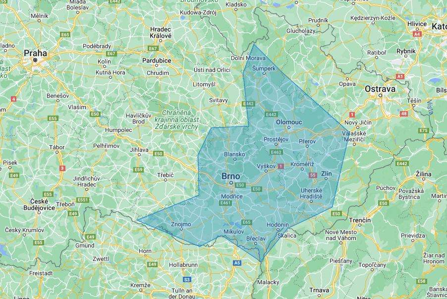 Oblast působení - Morava